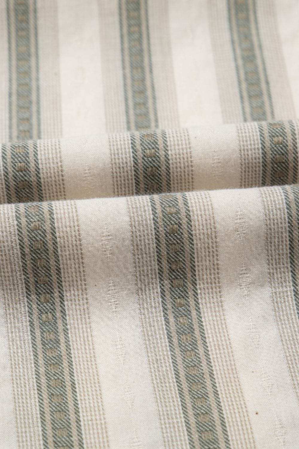 Stripe Frilled Tie Neck Short Sleeve Blouse - Trendsi - Flyclothing LLC