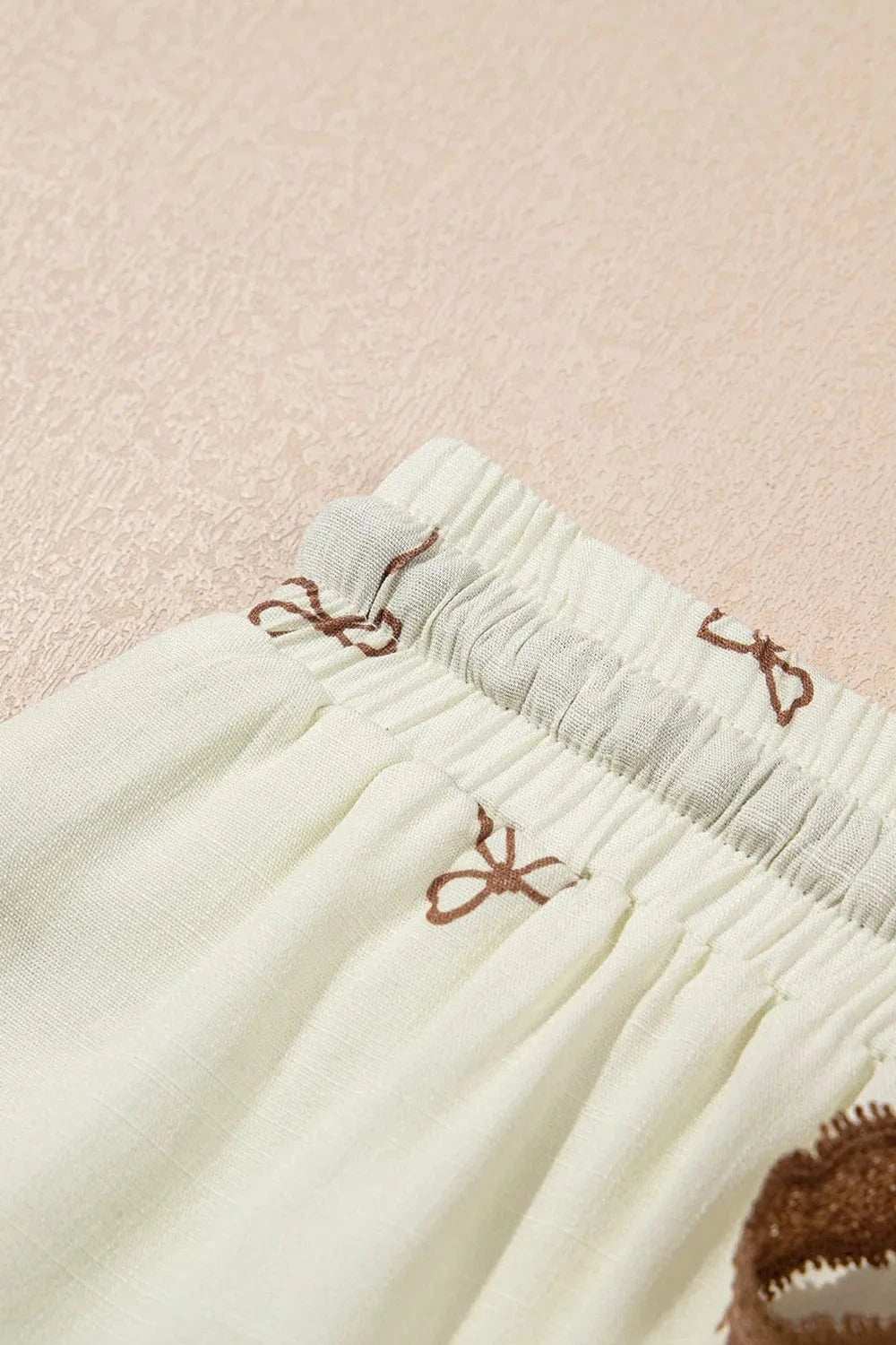 Bow Print Lace Drawstring Casual Shorts - Trendsi - Flyclothing LLC