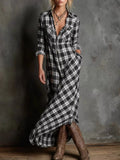 Full Size Plaid Button-Down Maxi Dress Plus Size - Trendsi - Flyclothing LLC