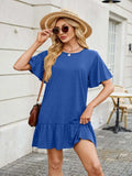 Round Neck Short Sleeve Mini Dress - Trendsi - Flyclothing LLC