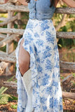 Split Asymmetrical Ruffled Printed Skirt - Trendsi - Flyclothing LLC