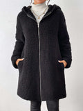 Zip Up Long Sleeve Sherpa Hooded Coat - Trendsi - Flyclothing LLC
