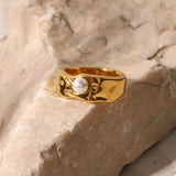 18K Gold-Plated Pearl Ring - Trendsi - Flyclothing LLC