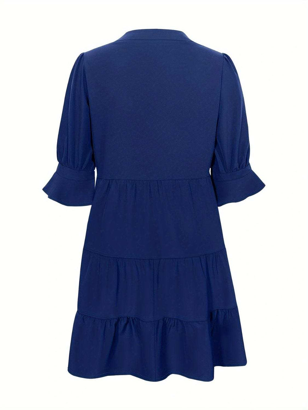 Tiered Notched Half Sleeve Dress - Trendsi - Flyclothing LLC