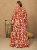 Plus Size Printed Notched Long Sleeve Maxi Dress - Trendsi - Flyclothing LLC