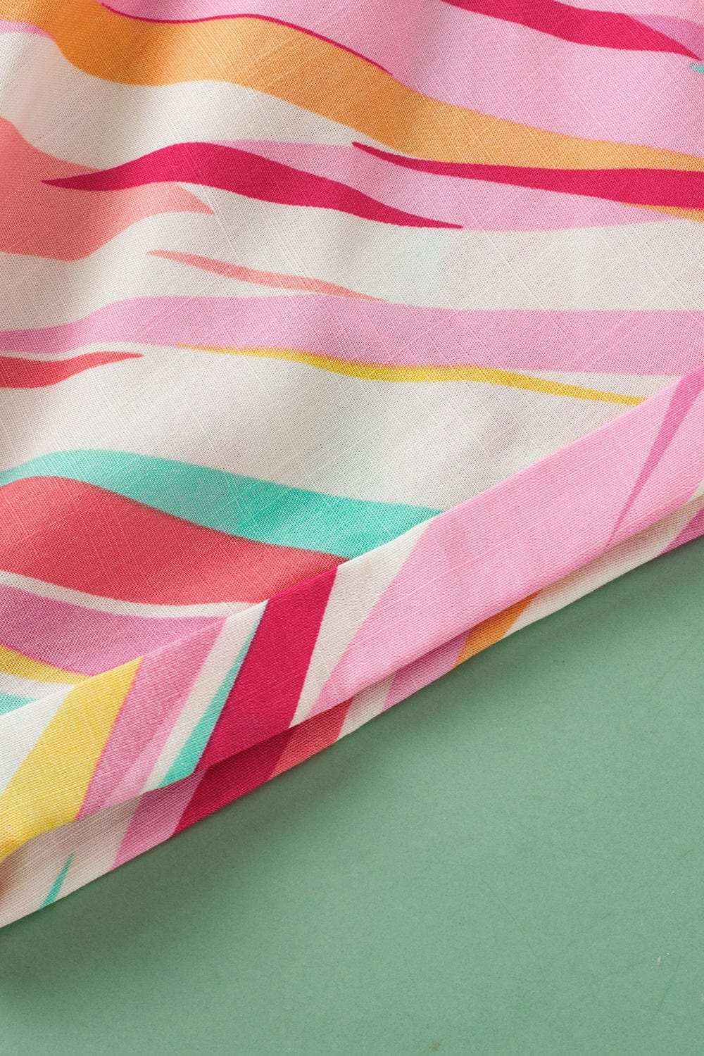 Plus Size Printed Notched Short Sleeve Blouse - Trendsi - Flyclothing LLC