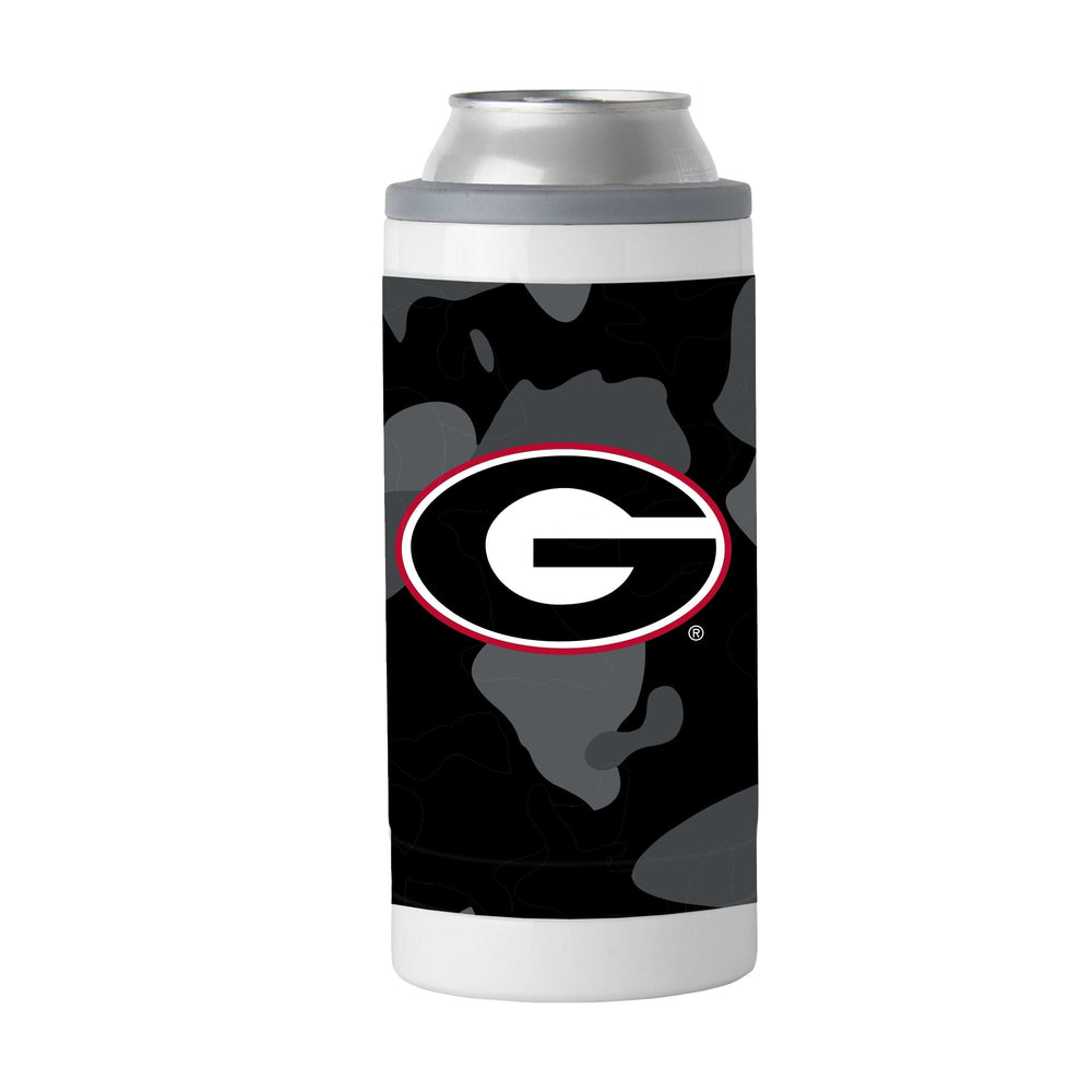 Georgia Black Camo 12oz Slim Can Coolie - Logo Brands - Flyclothing LLC