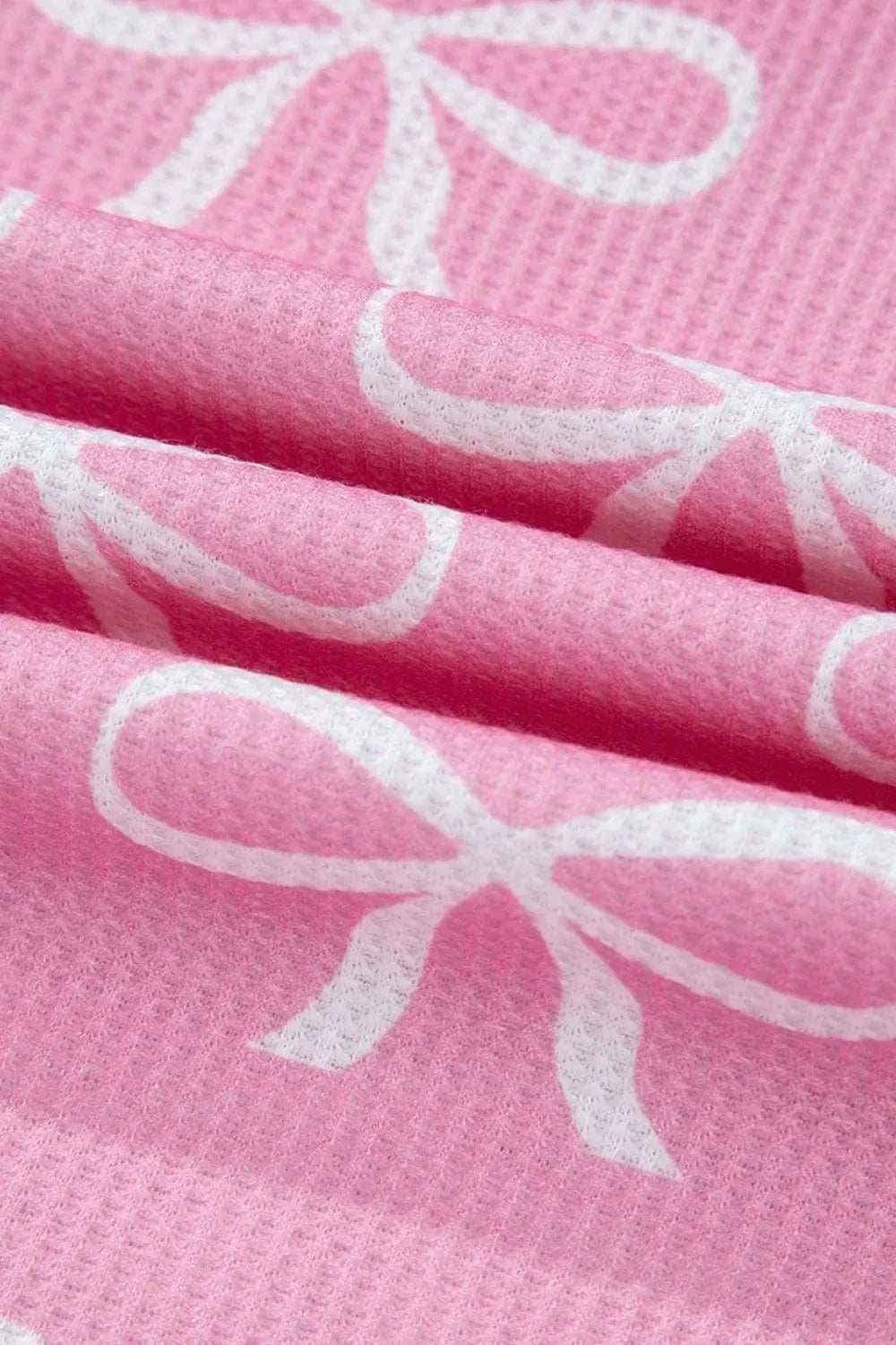 Bowknot Printed Notched T-Shirt and Shorts Set - Trendsi - Flyclothing LLC