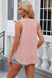 Eyelet Scoop Neck Wide Strap Tank - Trendsi - Flyclothing LLC