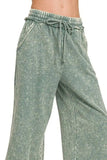 Zenana Washed French Terry Palazzo With Pockets - Trendsi - Flyclothing LLC