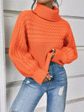 Full Size Textured Knit Turtleneck Long Sleeve Sweater Plus Size - Trendsi - Flyclothing LLC