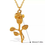 18K Gold-Plated Stainless Steel Flower Pendant Necklace - Trendsi - Flyclothing LLC
