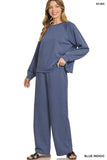 Zenana Scuba Crewneck Sweatshirt and Pants Set - Trendsi - Flyclothing LLC