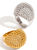 Stainless Steel Textured Dome Ring - Trendsi - Flyclothing LLC