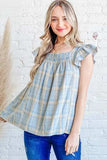 And The Why Plaid Print Smocked Detail Ruffle Baby Doll Top - Trendsi - Flyclothing LLC