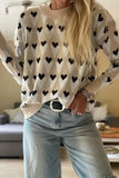Heart Pattern Long Sleeve Sweater - Trendsi - Flyclothing LLC