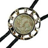 Rockmount Ranch Ware Gold Wagon Wheel with Genuine Buffalo Nickel Western Bolo Tie - Rockmount Clothing - Flyclothing LLC