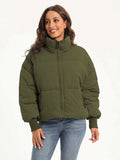 Zip Up Turtleneck Long Sleeve Winter Coat - Trendsi - Flyclothing LLC