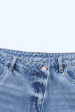 High Rise Crossover Waist Denim Shorts - Trendsi - Flyclothing LLC