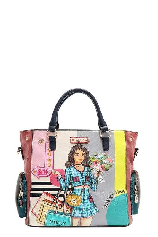 Nicole Lee USA Eco-Leather Handbag with Side Pockets - Trendsi - Flyclothing LLC