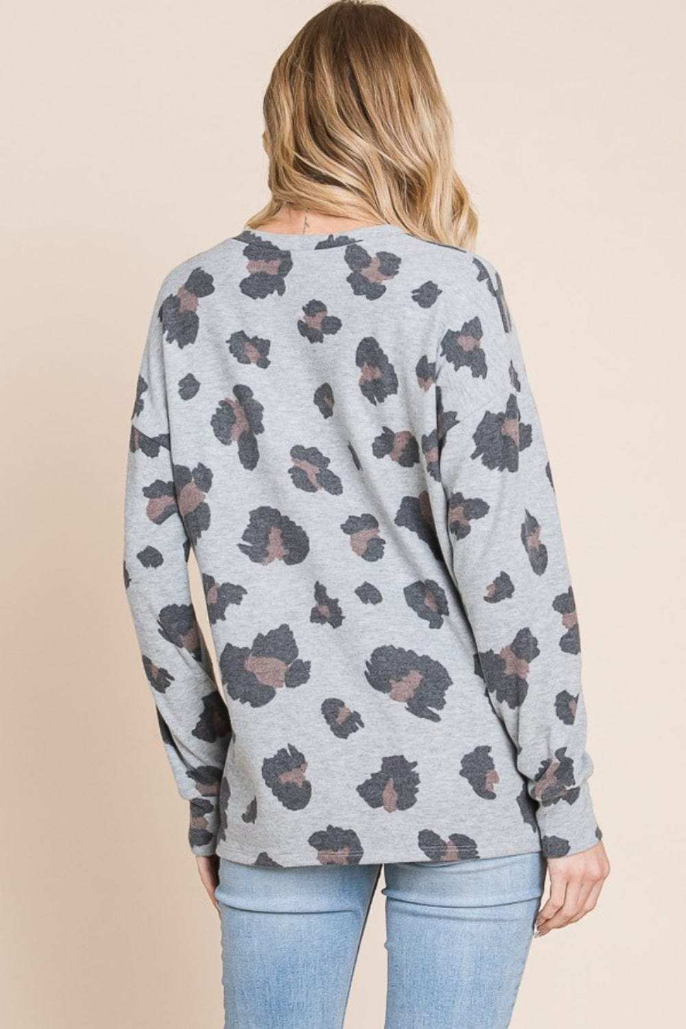 BOMBOM Leopard Drop Shoulder T-Shirt - Trendsi - Flyclothing LLC