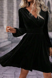 Surplice Long Sleeve Velvet Dress - Trendsi - Flyclothing LLC