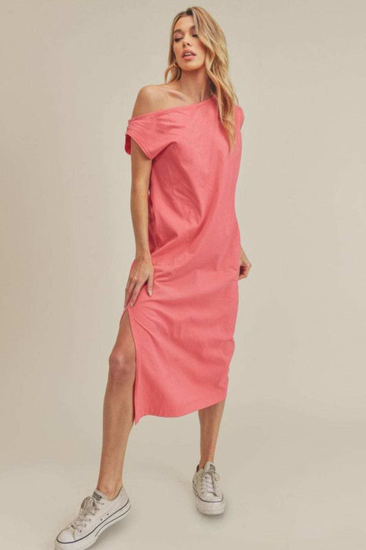 Aemi + Co Side Slit Round Neck Sleeveless Midi Dress - Trendsi - Flyclothing LLC