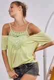 BiBi Front Crochet Lace Adjustable Strap Top - Trendsi - Flyclothing LLC