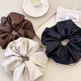 3-Piece PU Leather Elastic Hair Scrunchy - Trendsi - Flyclothing LLC
