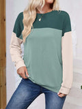 Color Block Round Neck Long Sleeve Sweatshirt - Trendsi - Flyclothing LLC
