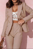 Full Size Lapel Collar Long Sleeve Blazer and Pants Set Plus Size - Trendsi - Flyclothing LLC