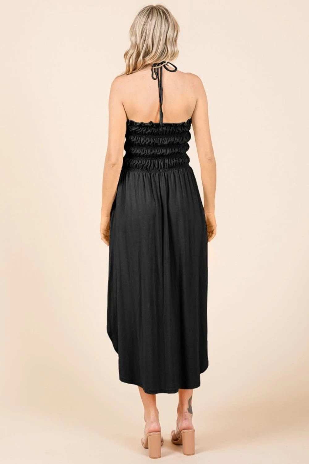 Culture Code Tie Back Shirring Dress with Pockets - Trendsi - Flyclothing LLC