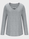 Crisscross V-Neck Long Sleeve T-Shirt - Trendsi - Flyclothing LLC