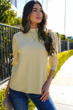 Textured Mock Neck Three-Quarter Sleeve Top - Trendsi - Flyclothing LLC