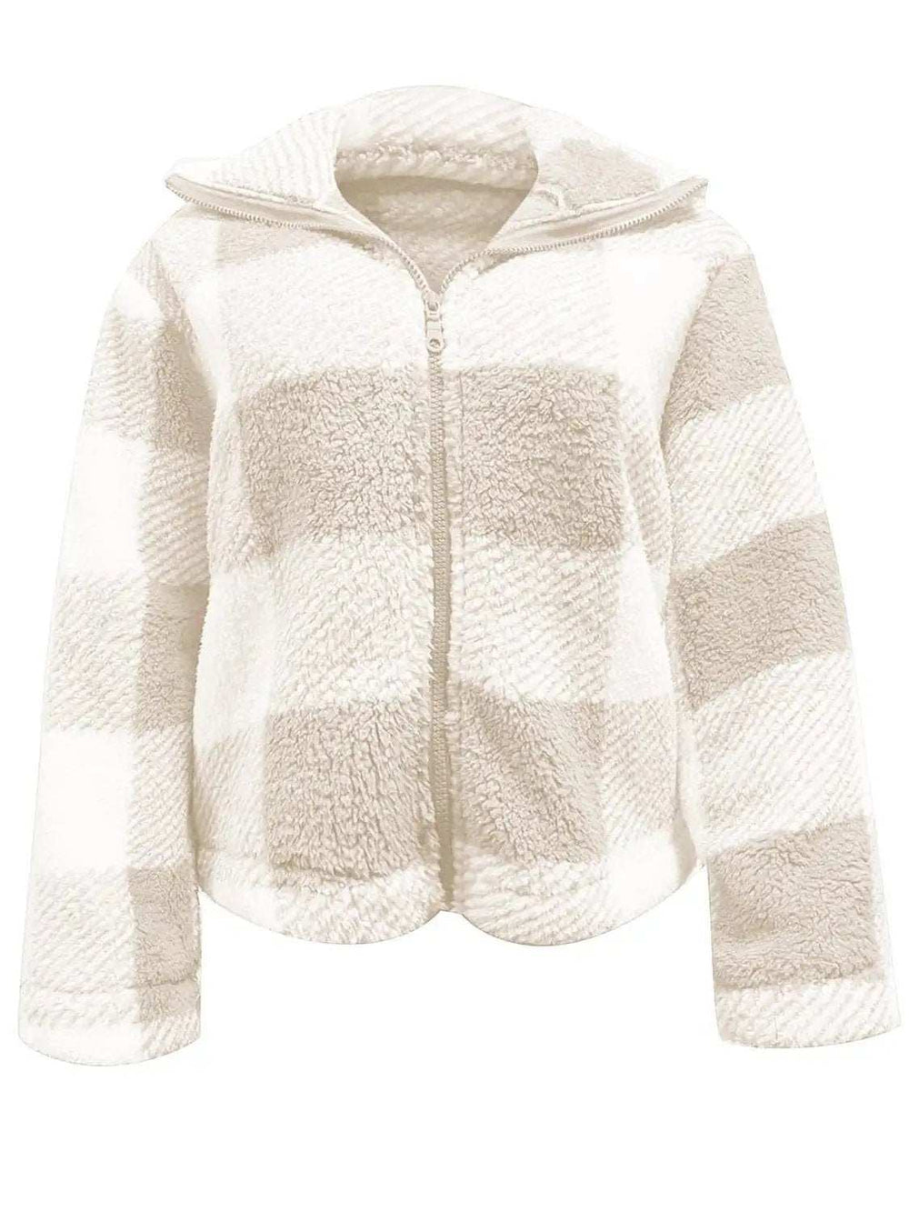 Full Size Plaid Zip Up Long Sleeve Jacket - Trendsi - Flyclothing LLC
