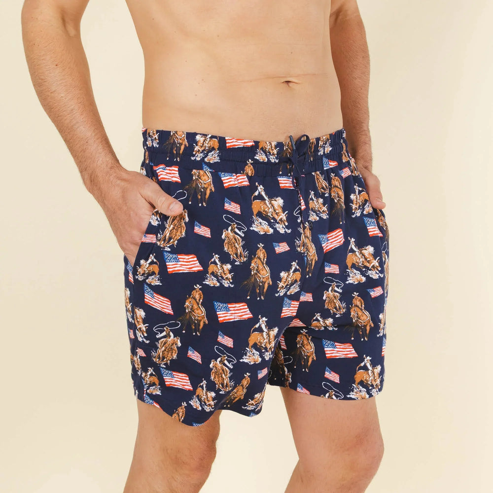 The Bootstraps & Chaps | Americana Cowboy Men’s Pajama Shorts - Shinesty - Flyclothing LLC