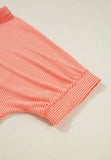 Corded Half Sleeve Button Up High Low Shirt - Trendsi - Flyclothing LLC