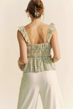Davi & Dani Plaid Ruffled Strap Smocked Sleeveless Top - Trendsi - Flyclothing LLC