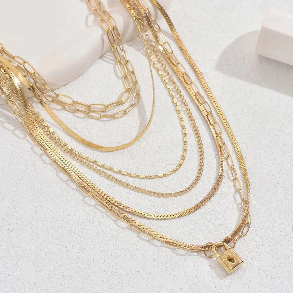 18K Gold-Plated Stainless Steel Multi-Layer Necklace - Trendsi - Flyclothing LLC