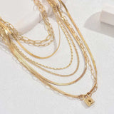 18K Gold-Plated Stainless Steel Multi-Layer Necklace - Trendsi - Flyclothing LLC