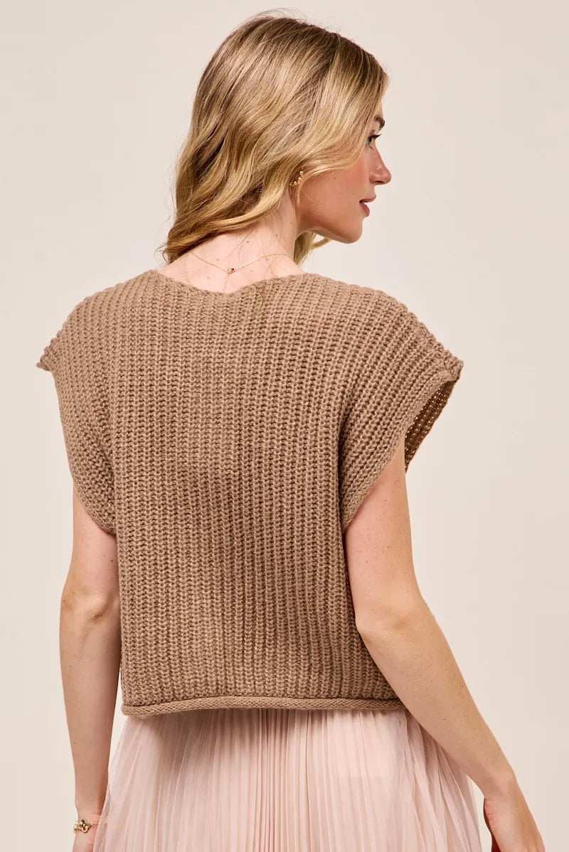 SO ME Big Metal Button Front Sweater Vest - Trendsi - Flyclothing LLC