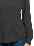 Zenana Full Size Raised Rib Round Neck Long Sleeve Top Plus Size - Trendsi - Flyclothing LLC