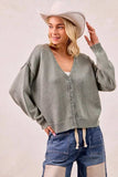 BiBi Washed Sweater V Neck Cardigan - Trendsi - Flyclothing LLC