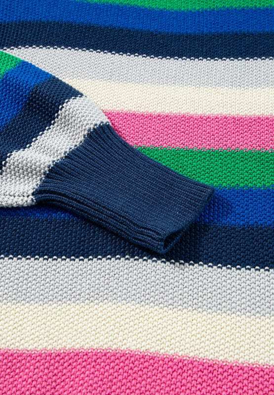 Contrast Striped Round Neck Long Sleeve Sweater - Trendsi - Flyclothing LLC