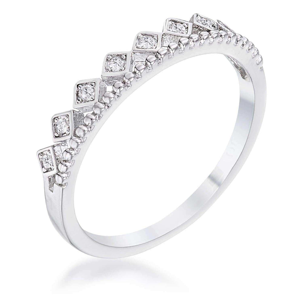 .14Ct Rhodium Plated CZ Mini Crown Stackable Band - JGI - Flyclothing LLC