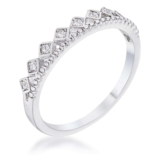 .14Ct Rhodium Plated CZ Mini Crown Stackable Band - JGI - Flyclothing LLC