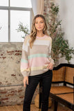 Sew In Love Full Size Color Block Round Neck Sweater - Trendsi - Flyclothing LLC
