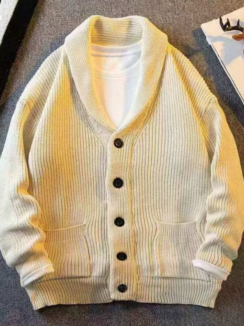 Men's Plus Size Button Down Long Sleeve Cardigan - Trendsi - Flyclothing LLC