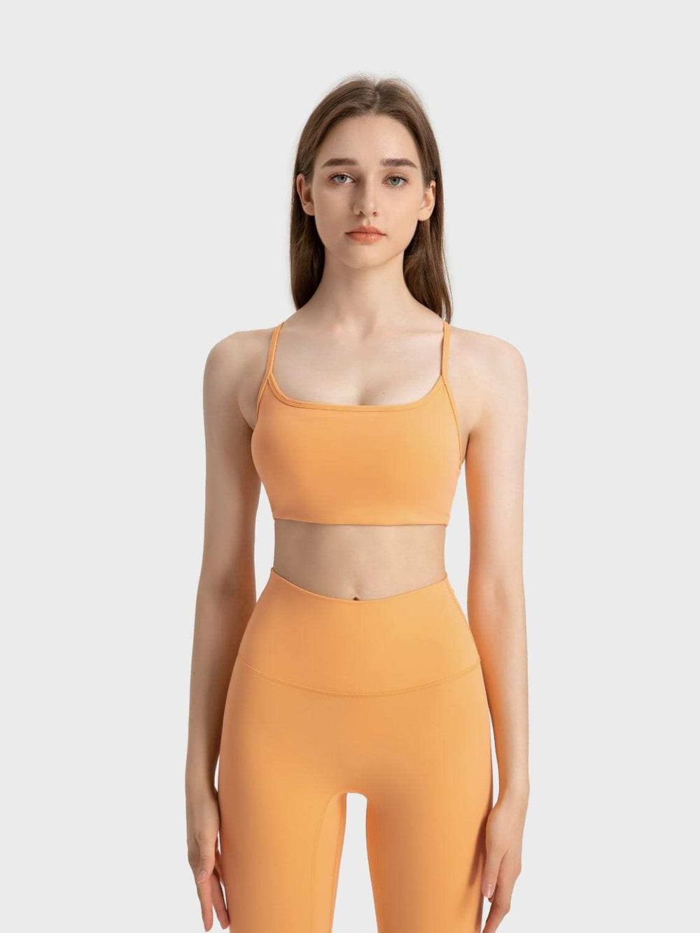 Millennia Crisscross Back Scoop Neck Active Cami with Detachable Chest Pads - Trendsi - Flyclothing LLC