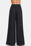 Zenana Pleated Linen Blend Wide Leg Pants - Trendsi - Flyclothing LLC